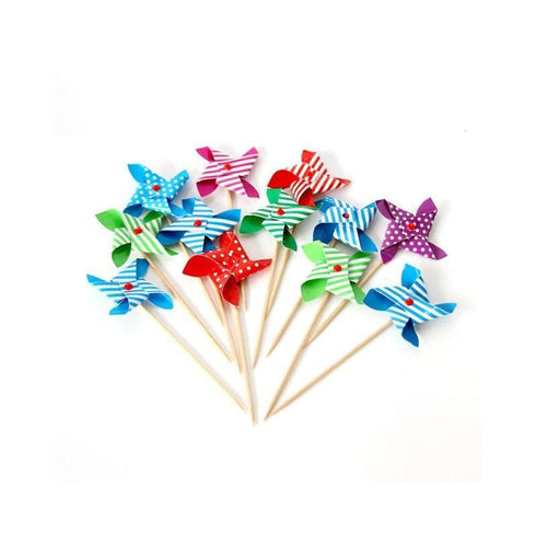 JoyGlobal Pinwheel Windmill Cake Toppers (Pack of 11)