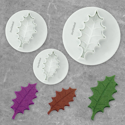 3 Piece/Set Holly Leaf Plunger Cutter