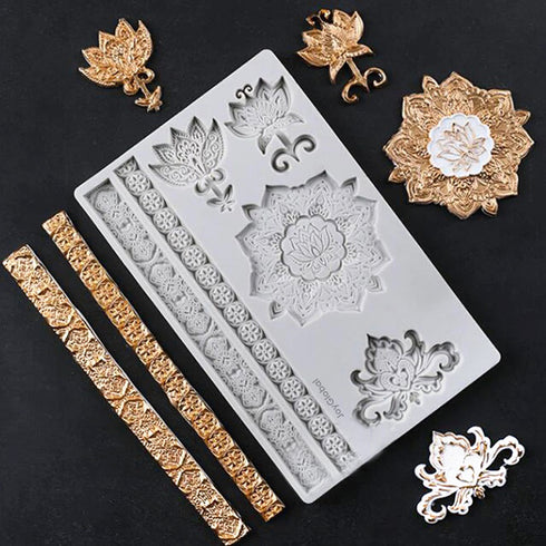 Silicone Vintage Flower Curlicues Mould