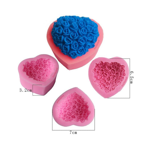 Silicone Heart Shape Roses Mould