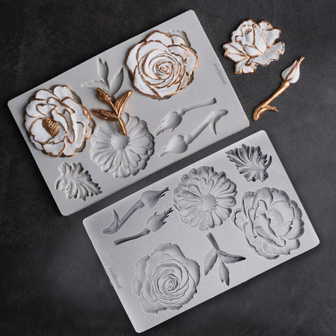 Silicone Mixed Flowers & Leaves Mould
