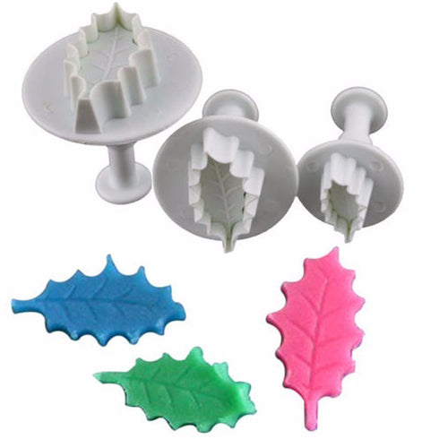 3 Piece/Set Holly Leaf Plunger Cutter