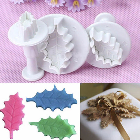 3 Piece/Set Holly Leaf Plunger Cutter
