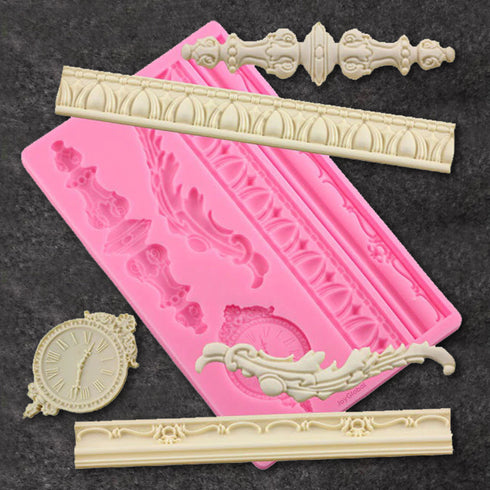 Silicone Vintage Clock & Mixed Borders Mould