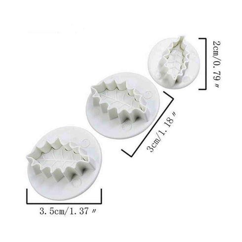 3 Piece/Set Holly Leaf Plunger Cutter