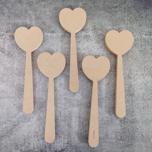 Heart Cake Hammer Set - Brown Wooden Smash Tool, 5 Pieces