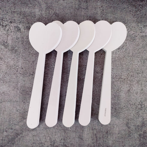 White Wooden Heart Shape Hammer - Set of 5 Pieces