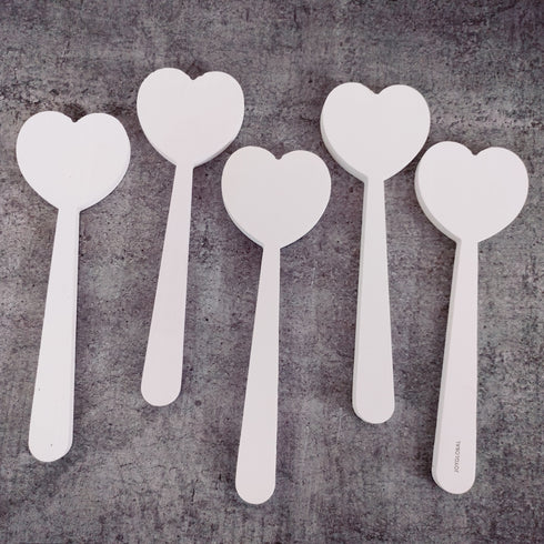 White Wooden Heart Shape Hammer - Set of 5 Pieces