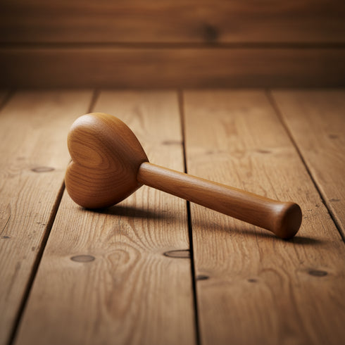 Heart Cake Hammer Set - Brown Wooden Smash Tool, 5 Pieces