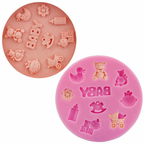 Round 10pcs 3D infant baby boy carriage feeding bottle toy duck bear bell rocking horse flower shape DIY silicone mold
Send inquiry