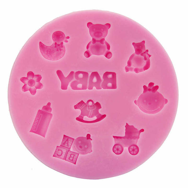 Round 10pcs 3D infant baby boy carriage feeding bottle toy duck bear bell rocking horse flower shape DIY silicone mold
Send inquiry