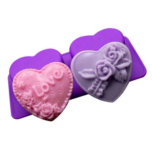 Silicone Love and Rose Heart Shaped Mould