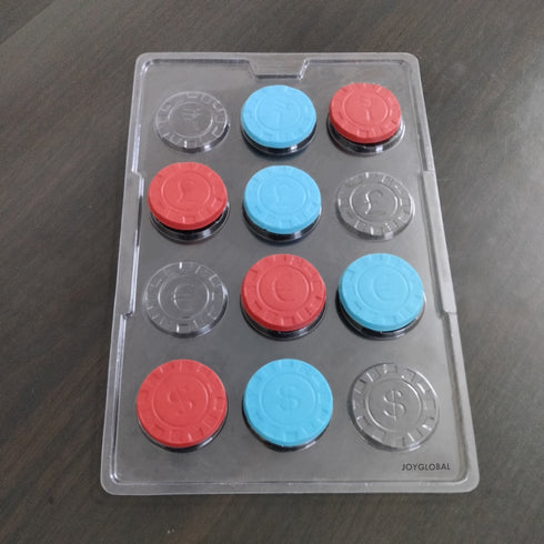 JoyGlobal 12 Cavity Poker Chips PVC Chocolate Mould
