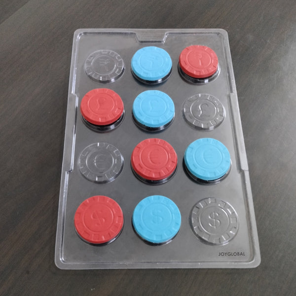 JoyGlobal 12 Cavity Poker Chips PVC Chocolate Mould