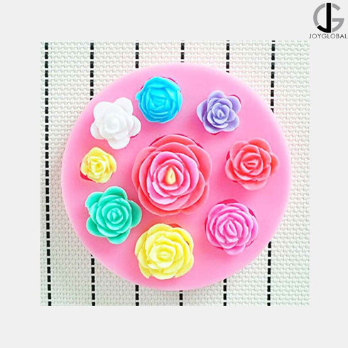 Silicone Big Rose Flower Mould - 9 Cavity