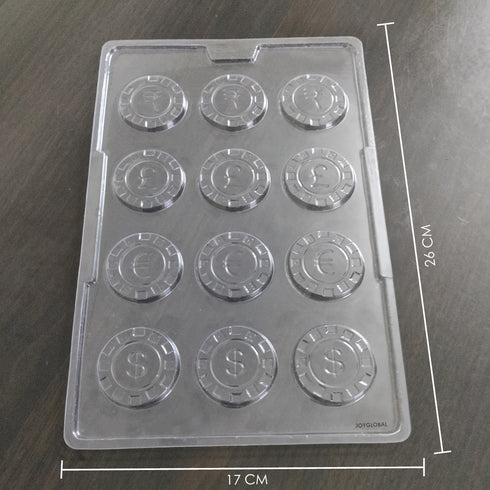 JoyGlobal 12 Cavity Poker Chips PVC Chocolate Mould