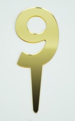 JoyGlobal Golden Acrylic 9 Number Mirror Cake Topper