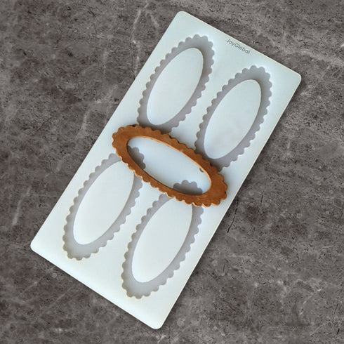 Silicone Oval Mirror Frame Garnishing Chocolate Mould