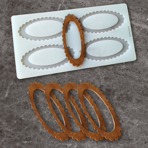 Silicone Oval Mirror Frame Garnishing Chocolate Mould