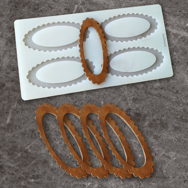 Silicone Oval Mirror Frame Garnishing Chocolate Mould