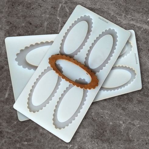 Silicone Oval Mirror Frame Garnishing Chocolate Mould