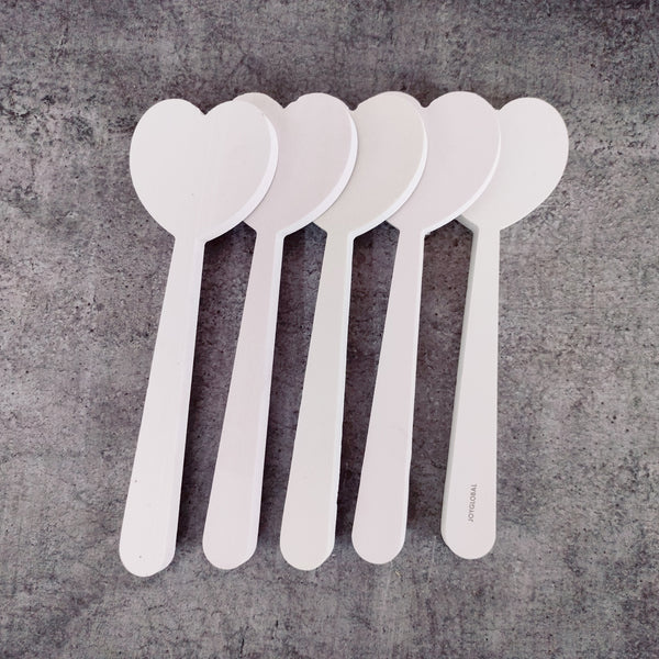 White Wooden Heart Shape Hammer - Set of 5 Pieces