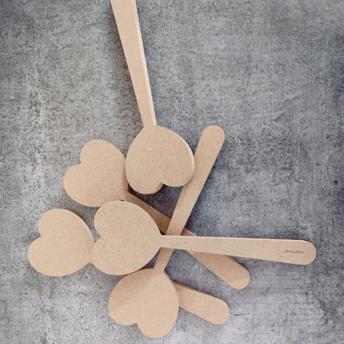 Brown Wooden Heart Shape Hammer - Set of 5 Pieces